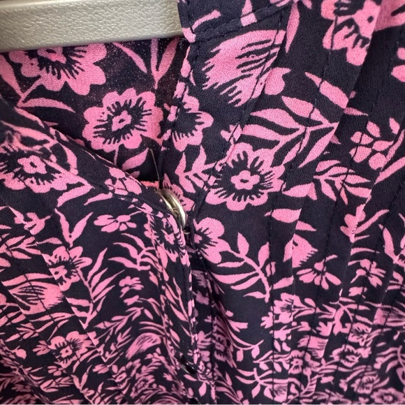 Nanette Lepore Navy and Dusty Pink Floral Feminine Dress Size 10 - Picture 9 of 11